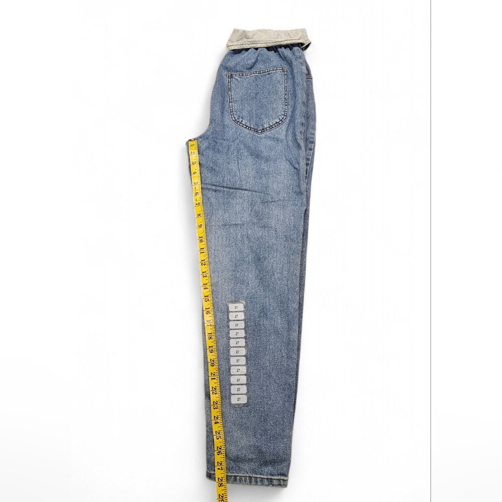 Urban Outfitters BDG High Rise Pleated Fold Over Mom Jeans In Blue Size 27 - Picture 10 of 11